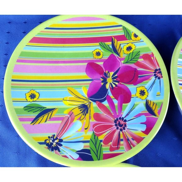 Eco Plates Coldwater Creek 4 Plate Set Kitchen Decor Flower Pattern Evergreen - Picture 12 of 14